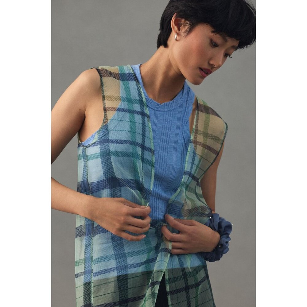 Maeve By Anthropologie $88 Sheer Longline Vest NEW WITH TAGS